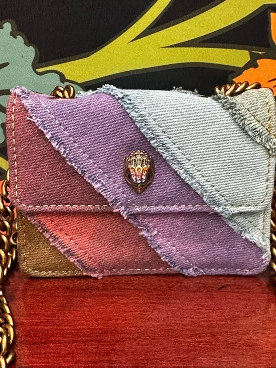 Kurt Geiger Micro Kensington Rainbow Denim Patchwork Mini Bag Eagle Head - Picture 7 of 14